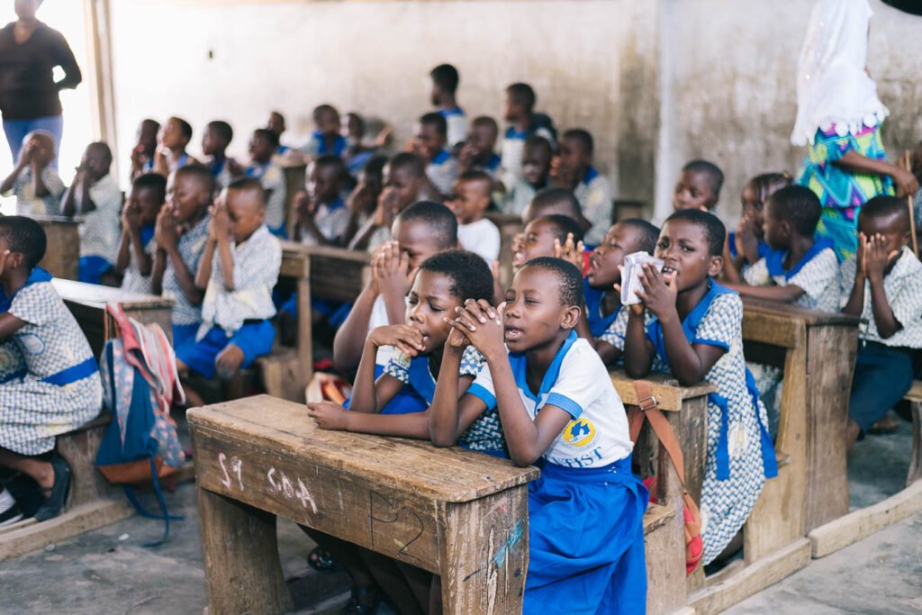 Students of Ashaiman SDA Basic School Praying
